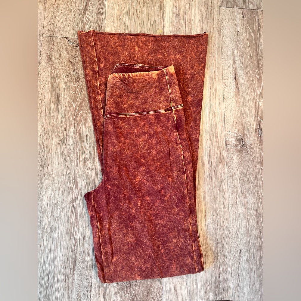 Burnout orange bell bottom boutique flared pants women’s large